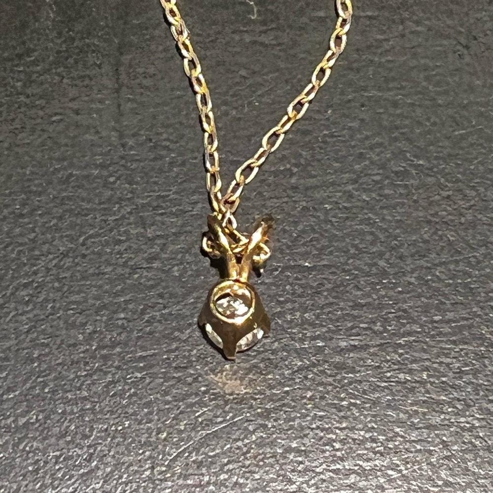 Elegant Vintage Gold Natural Diamond Pendant 0.25-0.3 Ct - Picture 10 of 15